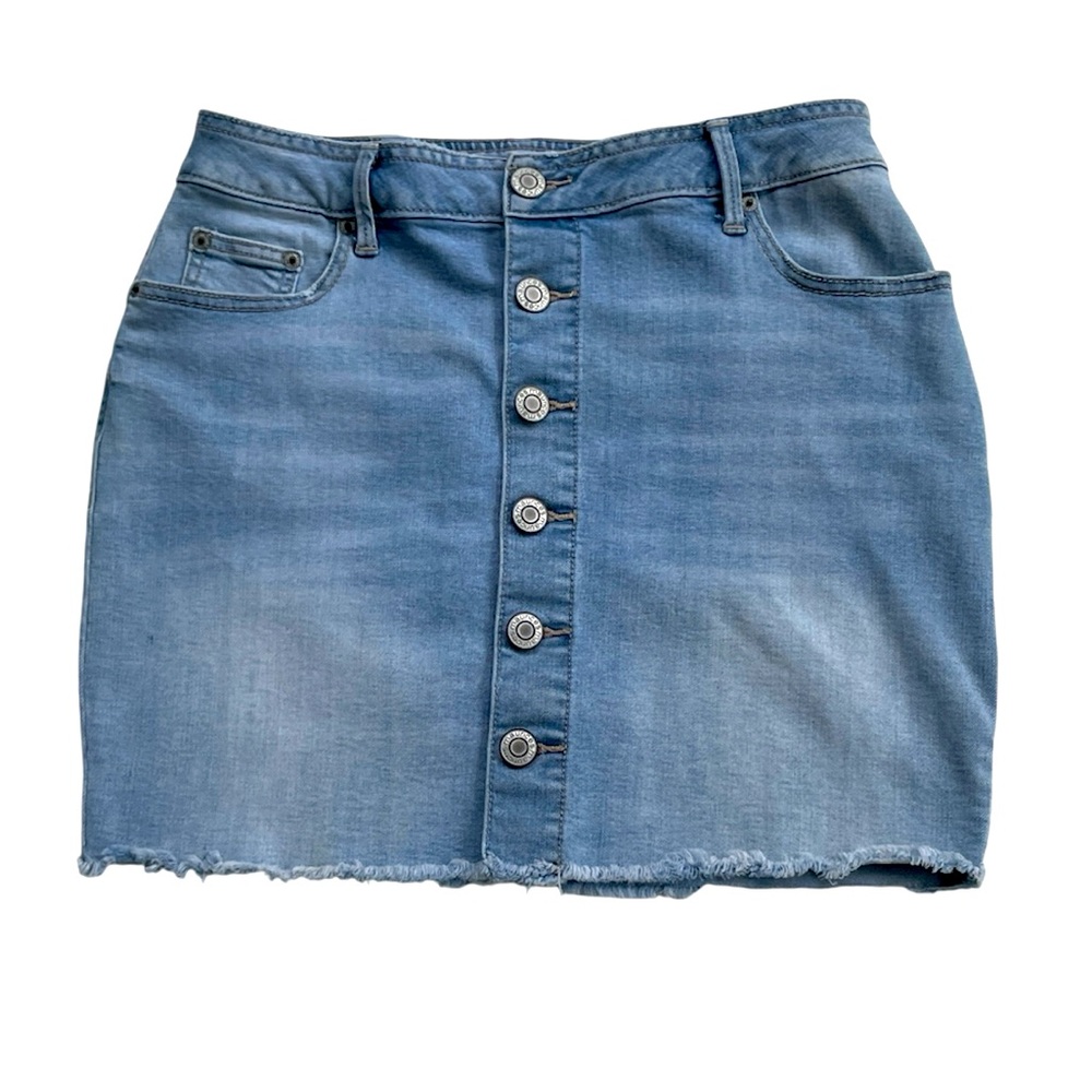 MAURICES DENIM BLUE JEAN SKIRT RAW HEM SIZE 8